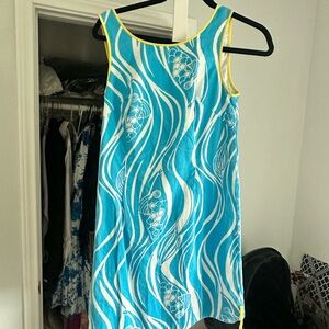 Blue and White Sleeveless Dress
